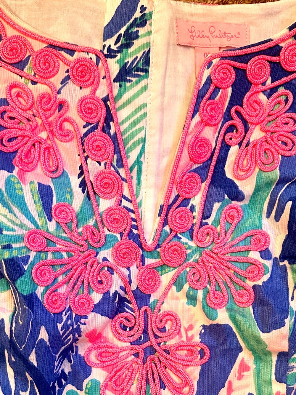 Lily Pulitzer Tropical Print Sleeveless Dress in Blue/Pink